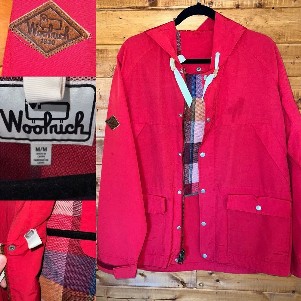 Woolrich Red Heritage Lightweight Chore Coat Utility Field Jacket Men's M 60/40